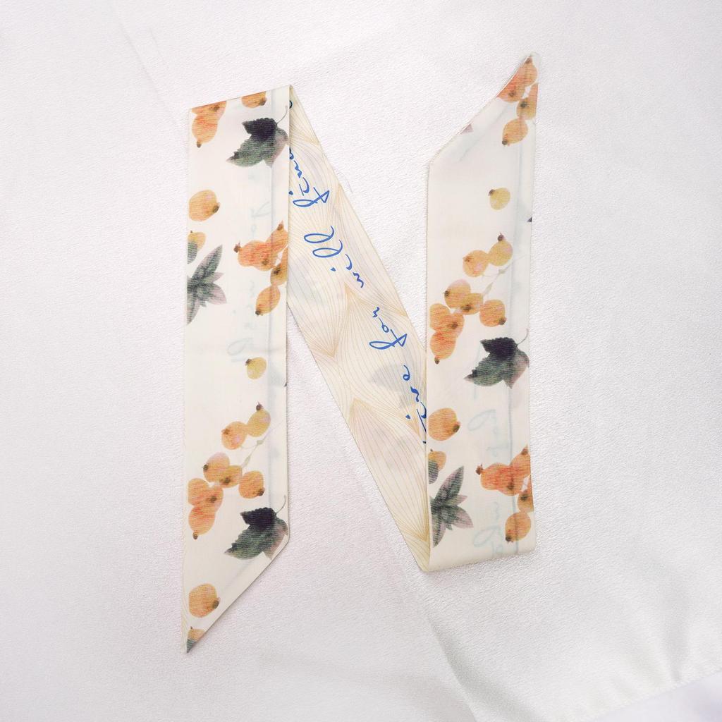 Spring/Summer Fruit Silk Scarf: Cute Headband, Ribbon Tie, Skinny Bag Tie, Souvenir Box Gift.