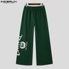 INCERUN Men Elastic Waist Drawstring Print Loose Wide Legs Pants Casual Sport Trousers