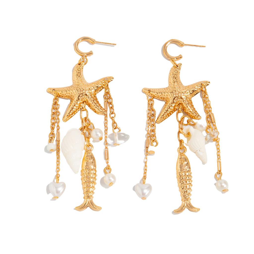 Ocean Style Design Drop Earrings Glossy Texture Smooth Surface Drop Earrings for Birthday Stage Party Show Balls