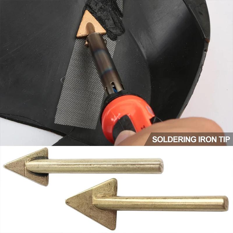 3pcs Plastic Repair Triangle Copper Scraper Flat Head Triangle Soldering Iron Copper Head Leather Raft Repair Wrinkle Iron