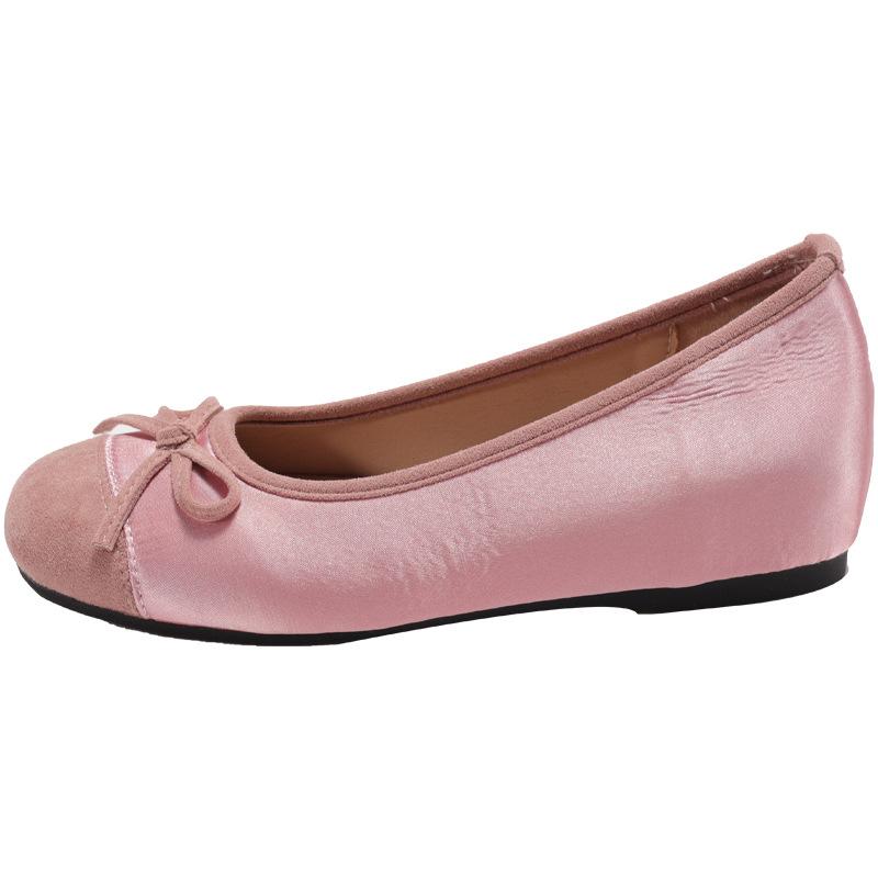 

Retro ballet inner height increase shallow mouth flat-soled single shoes women s new spring and autumn Mary Jane shoes women s French evening sing 35 розовый