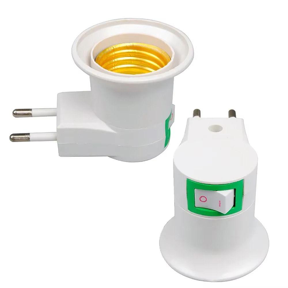 1Pcs Durable E27 Bulb Adapter LED Light EU Plug Lamp Base Holder Plastic with Power On-Off Control Switch Lamp