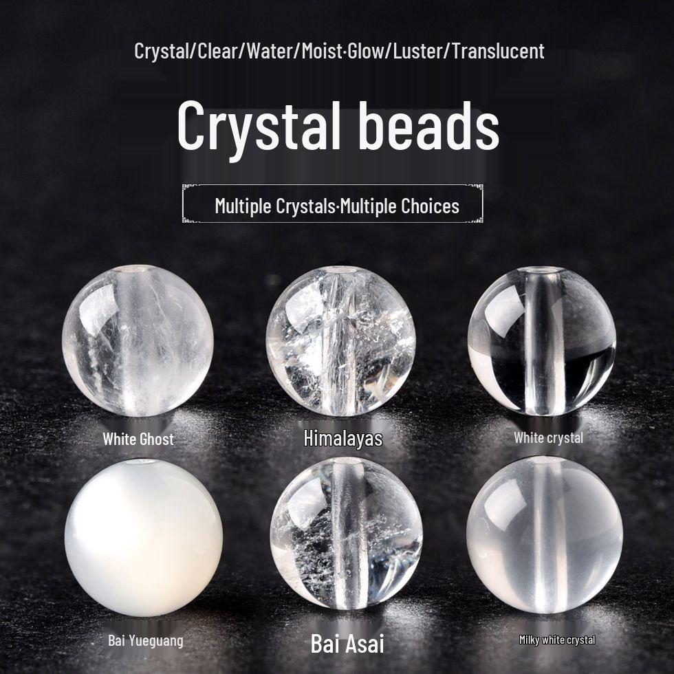 Natural Brazilian White Crystal Beads - Polished Round with Full Clarity for DIY Jewelry 6mm