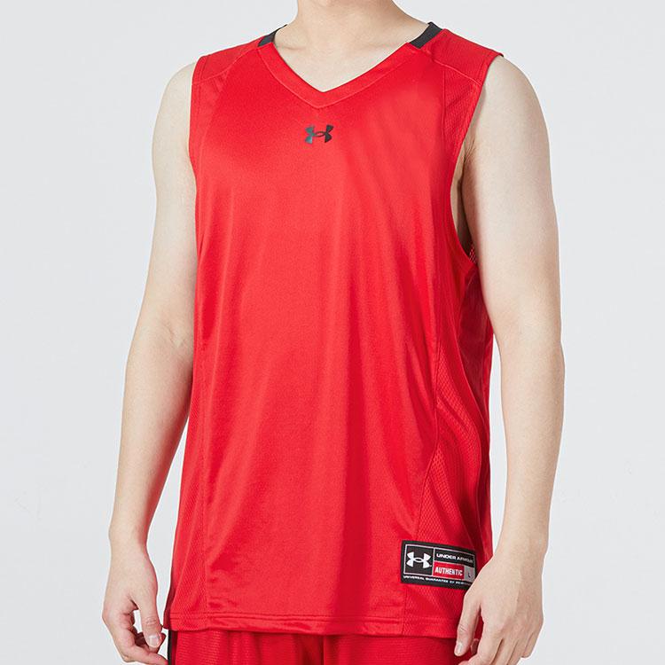 Under Armour Logo Print Training Basketball Knit Vest Men Vests Red 22500101-600