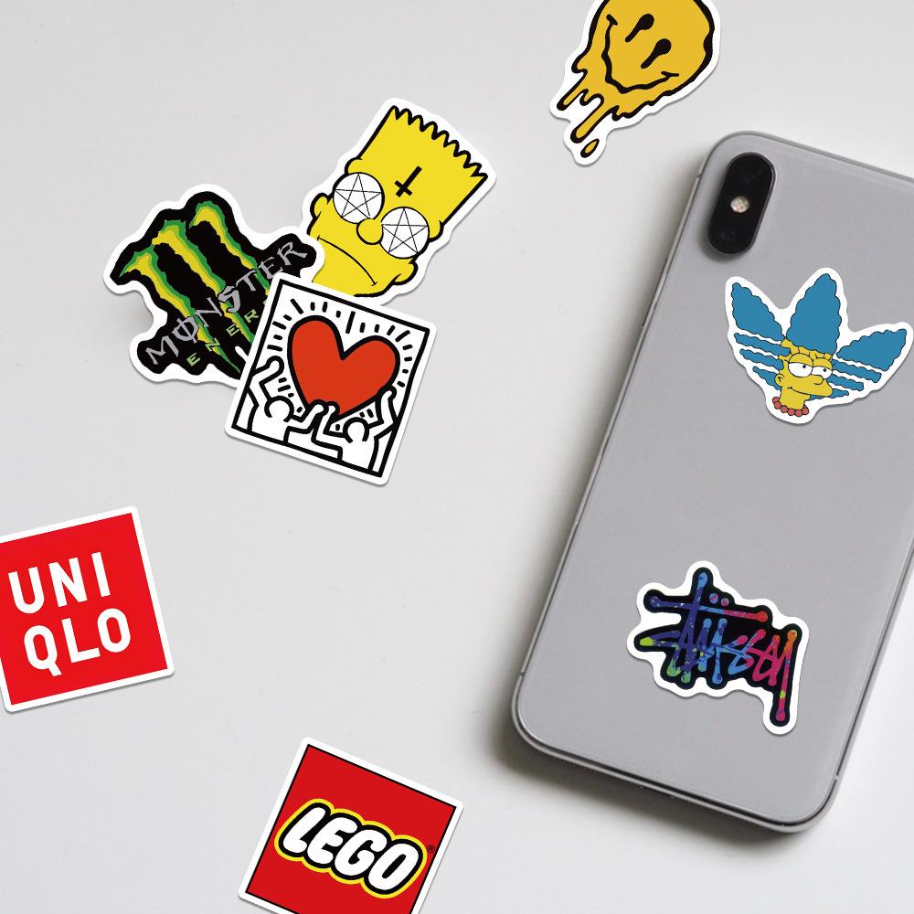 201 Trendy Brand Logo Graffiti Stickers: Waterproof Decoration for Suitcase, Car, Motorcycle, and Skateboard