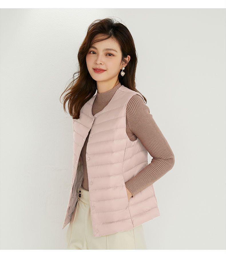 Women's Plus Size Collarless Down Vest - Short, Warm Shoulder Cape Jacket for Middle-aged and Young