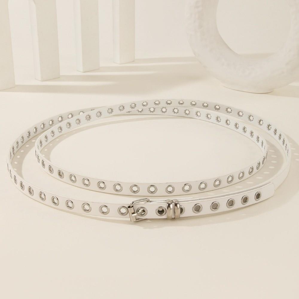Extra Long Thin Double Layer Circle Chain Adjustable Rivet Eyelet Knotted Belt  Music Festival