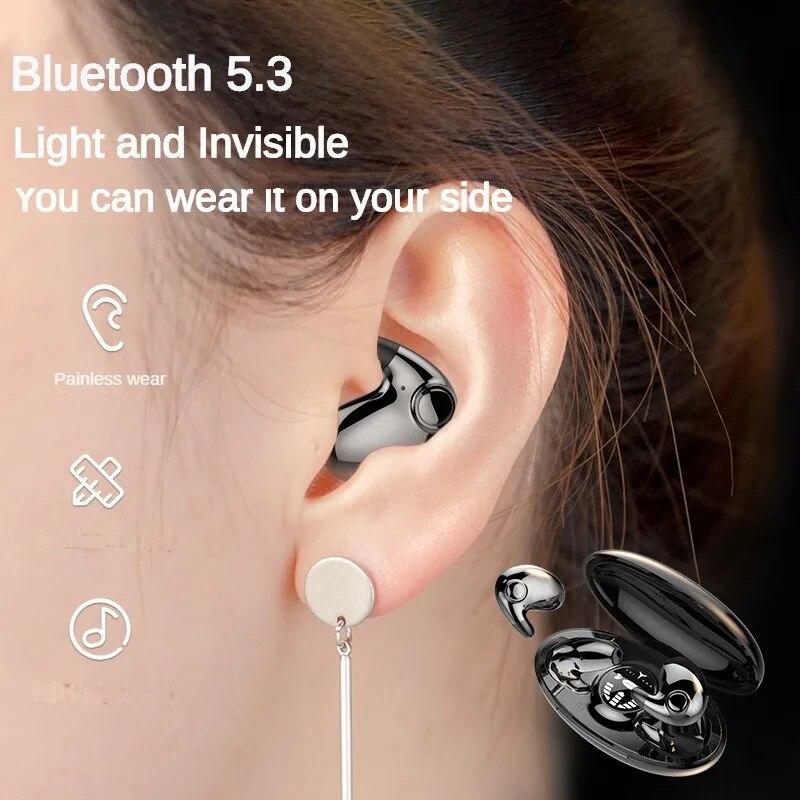 Invisible Sleep Wireless Earphone TWS Bluetooth 5.3 Headphones Hidden Earbuds IPX5 Waterproof Noise Reduction Sports Headset