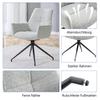 [Set of 2] European 360 degrees Swivel Upholstered Chair: Light Beige-Grey Fabric + Black Lacquered Metal Legs, Breathable and Comfortable
