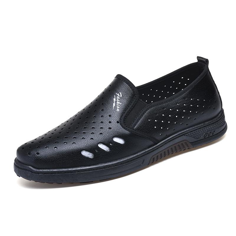 2025 Men s Breathable Non-Slip Casual Leather Slip-On Shoes Size 44 чёрный