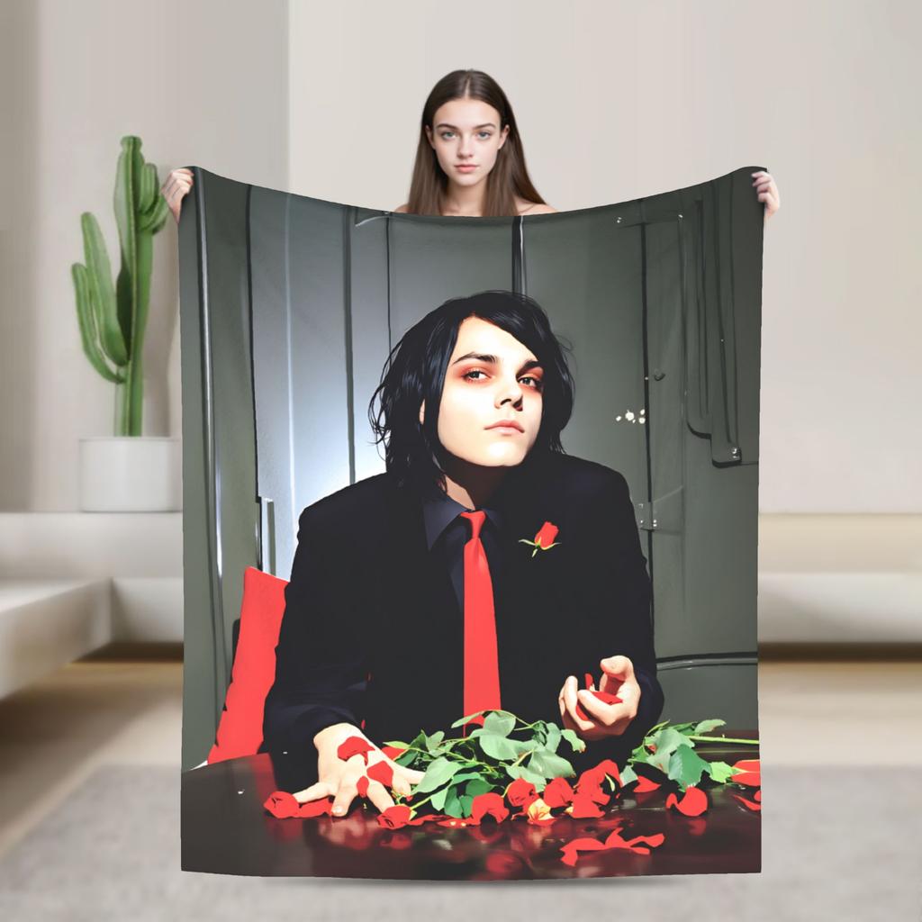 G-Gerard Way MCR  Blanket  Travel Flannel Throw Blanket For Couch Chair Sofa Bed Soft Custom Quality Bedspread Gift