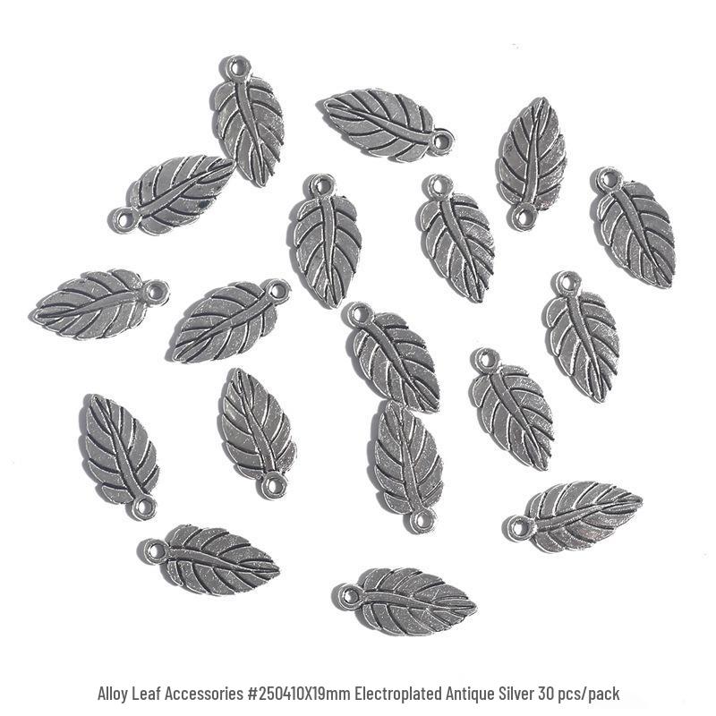 Handmade Antique Silver Leaf Jewelry Accessories for DIY Bracelets and Necklaces.