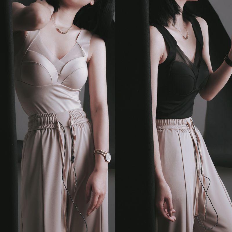 

Ледяной шелк бесшовный жилет женский легкий тонкий пояс на груди подушечки для груди без косточек бюстгальтер на бретелях нижний без рукавов верхняя одежда K-JP665 Mikhaka L