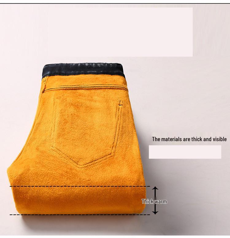 Men's Slim Fit Velvet-Enhanced Jeans - Boys' Autumn/Winter Casual Korean Style, Thickened and Trendy for Students.