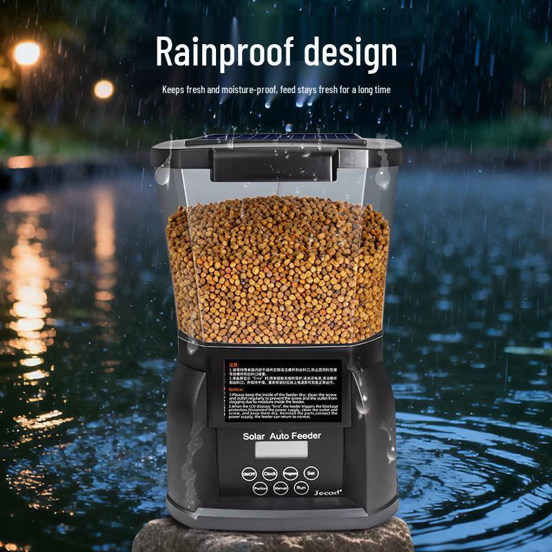 Jebao Solar-Powered Koi Pond Feeder - Large Capacity, Rainproof, Year-Round Use