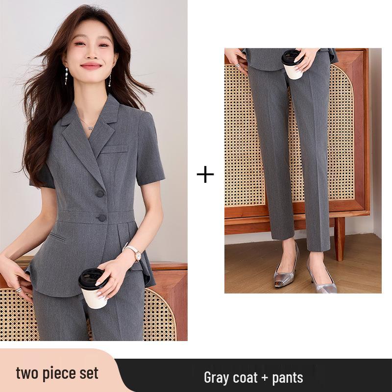 Women's Summer Short Sleeve Suit Set: Front Desk & Jewelry Store Professional Blazer