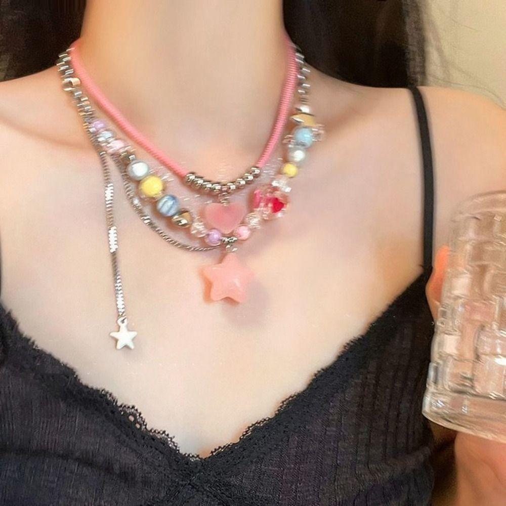 

Sweet Dopamine Beaded Necklace Y2K Style Clavicle Necklace New Jewelry Accessories 1