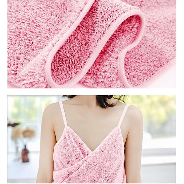 Sexy Sling Bath Towel With Straps for Women Girls Wearable Absorbent Fleece Bath Wrap Towel Long Shower Wrap Night Dress