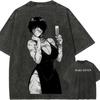 T-shirt Maki Zenin Jujutsu Kaisen Vestito Sexy Tee Lavaggio Vintage Oversize Retro Anime Harajuku Uomo Streetwear Abbigliamento Grafico
