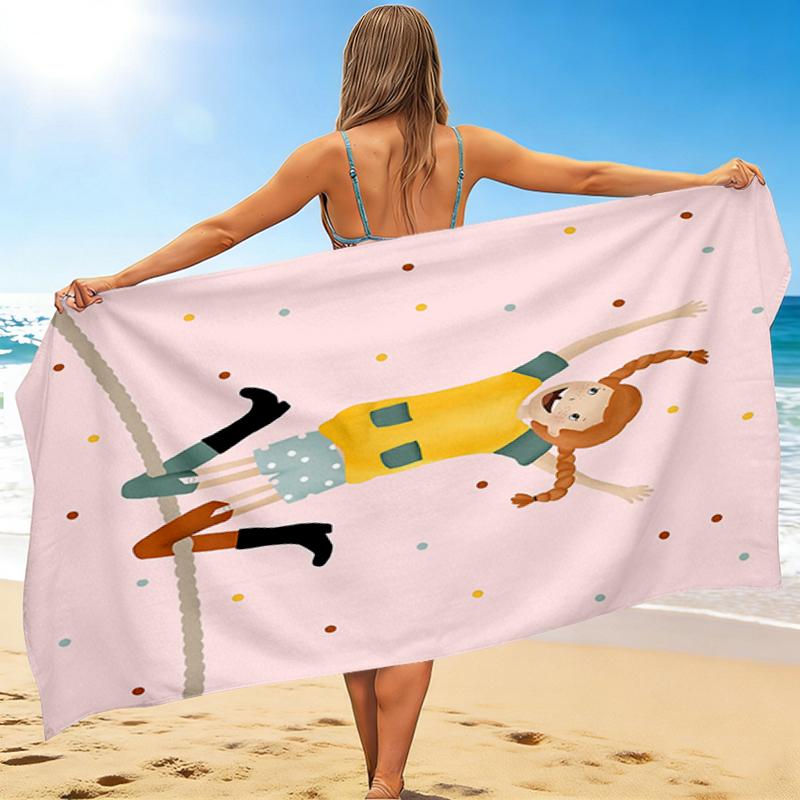 1Pc Girl Upside Down Beach Towel, Quick Dry, Multi-Use for Beach Pool Gym Yoga Home Travel, Christmas, Halloween, Xmas Gift M929413