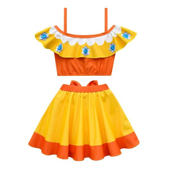 Maillot de bain Tankini 2 pièces pour filles Épaules dénudées Princesse Mignon Nœud Motif floral