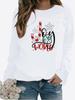 Women's Autumn and Winter Plush Clothing Printed Casual Sportswear Long Sleeved Top T-shirt Women's Round Neck Sweater Pullover