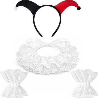 Clown Kraag Hoofdband Manchetten Set Gecoördineerd Ruches Vintage voor Artiesten