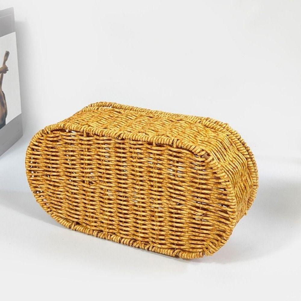 Plastic Oval Handwoven Basket Large Capacity Sundries Storage Box  Home Use