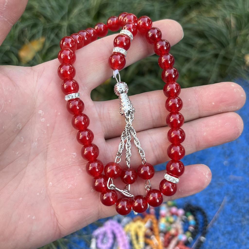 Handmade 33 Bead Tasbih Hand Bracelets Glass Prayer Beaded Bracelet Meditation Rosary Jewelry Religious Accessories