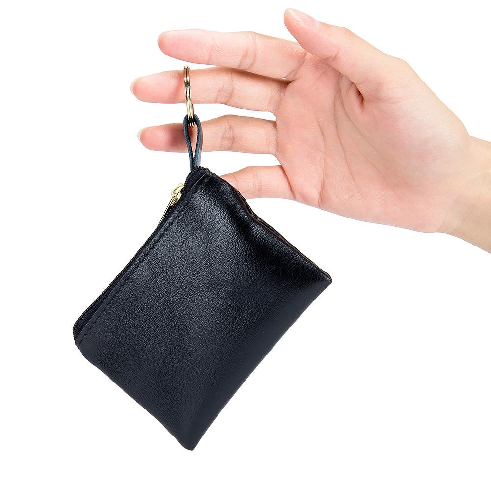Slim change bag men's, simple soft cowhide mini key bag women's zipper coin small wallet
