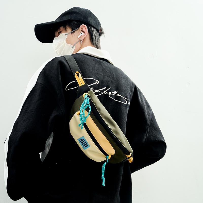 New Color Matching Locomotive Breast Bag Men's Spring and Summer New Large-capacity Shoulder Messenger Bag