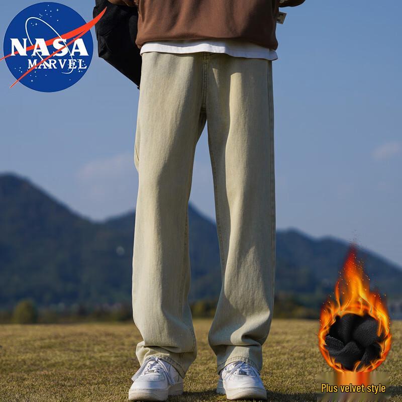 

NASA MARVEL Men s Fleece-Lined Wide-Leg Straight Jeans 3XL