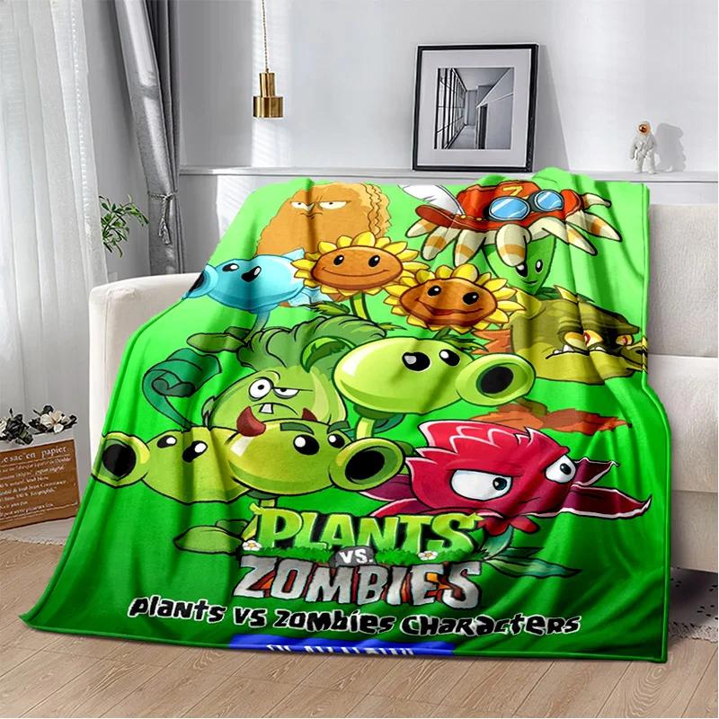 P-Plants vs. Z-Zombies Game Blanket with Peashooter Design Ideal for Sofa and Bed Cover throw blanket