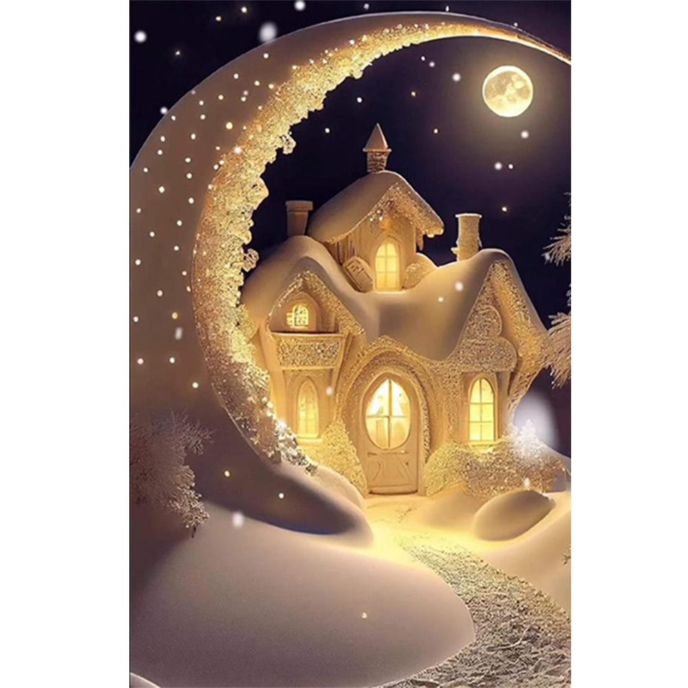 

5D DIY Full Round Drill Diamond Painting Moon Lodge Home Decor Art Craft China Mainland