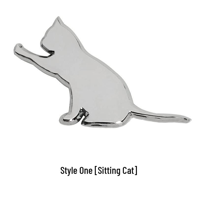 Cute 3D Cat Pet Car Sticker - Metal Triangle Emblem & Scratch Cover for Rear Window