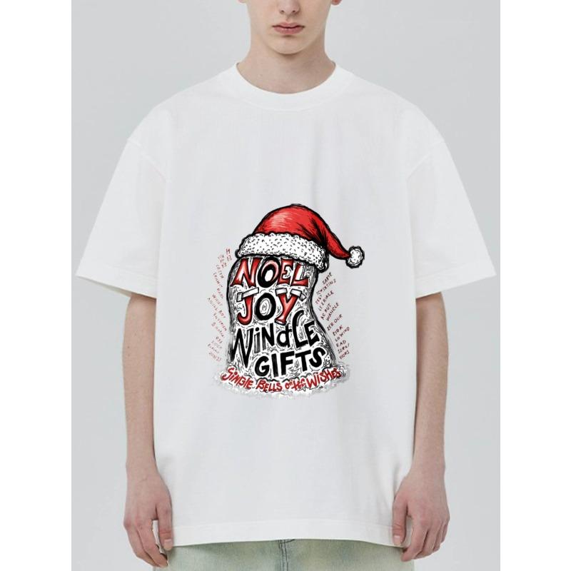 Christmas T-Shirt Black Noel Joy Winkle Gifts Santa Hat Print For Holiday Season