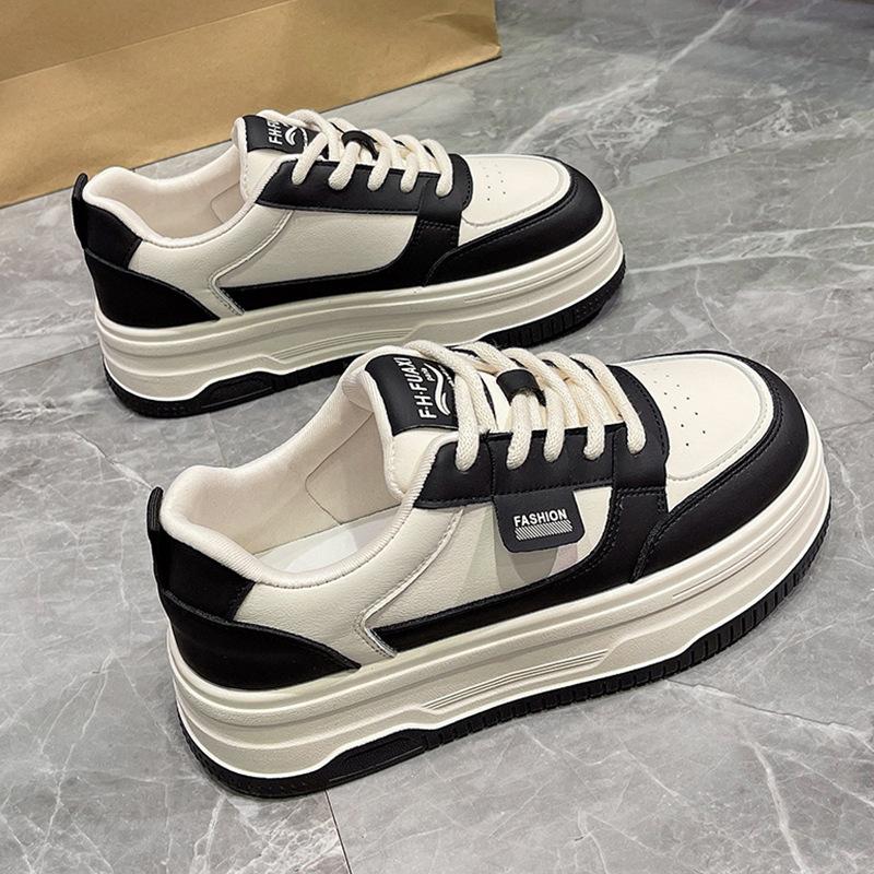 

Туфли на платформе белые женские туфли из натуральной кожи Panda Board Shoes Весенние новые универсальные повседневные кроссовки женские 35