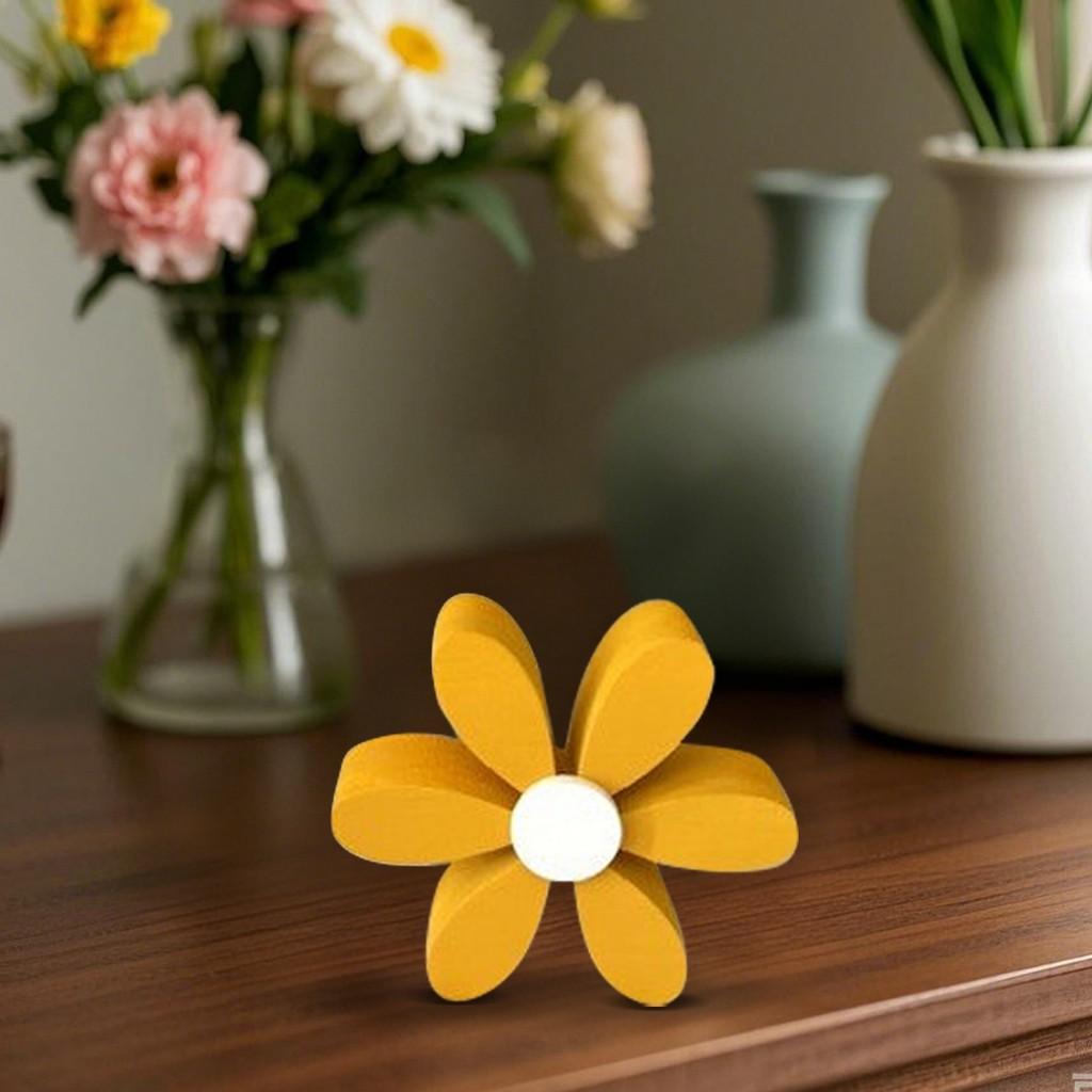 Wooden Creative Yellow White Daisy Decor Set For Spring Home Atmosphere