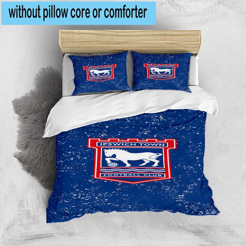Set Biancheria da Letto con Stemma FC Ipswich 3 Pezzi, Include 1 Copripiumino e 2 Federe Perfetto per Camera da Letto, Dormitorio, Regalo di Natale per Fan