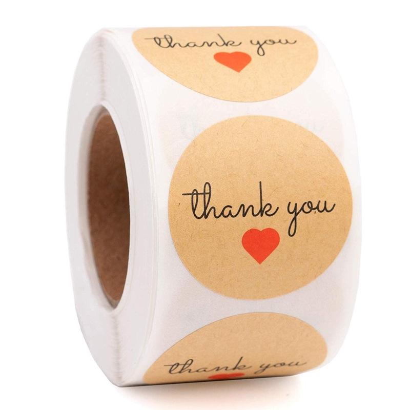 500pcs Kraft Paper Thank You Stickers - Round Sealing Decorative Labels for Gift Bags