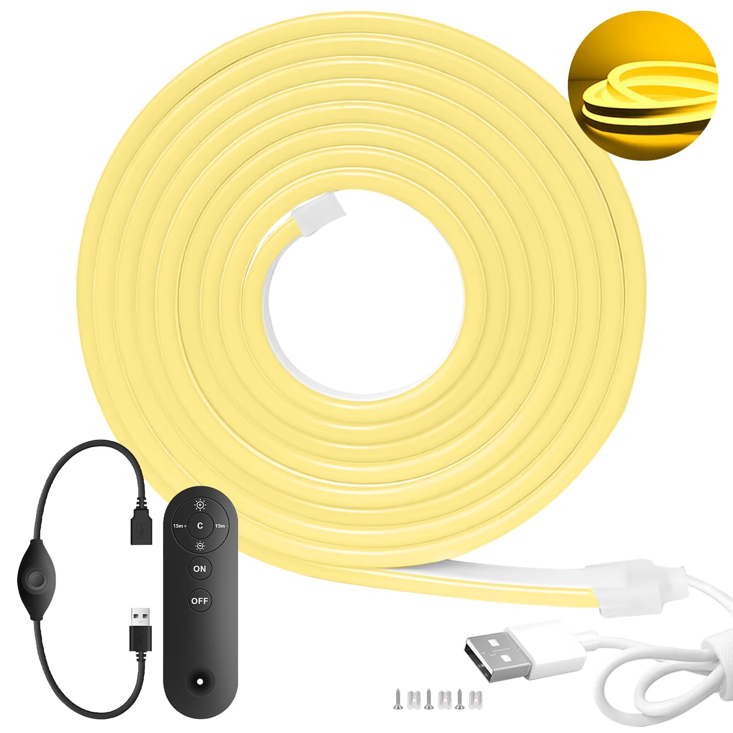 

Guosan LED Strip Light, 5V Input, 2m SMD2835, USB Light Strip, Fluorescent Tube, IP65 Waterproof Neon Tube, Easy Installation, Indoor LED Light, High