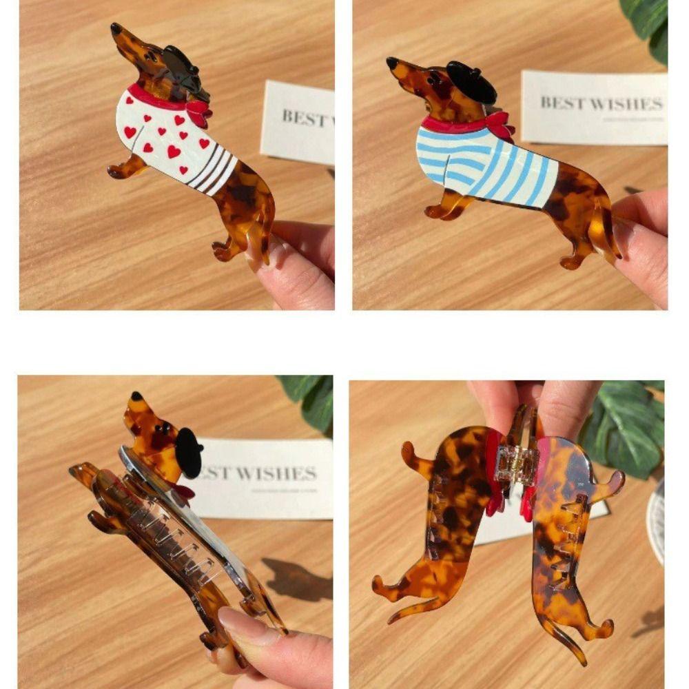 Essigsäure Dackel Hundehaarspange Groß Cartoon Haarspange Mode Dackel Haarkralle Streetwear