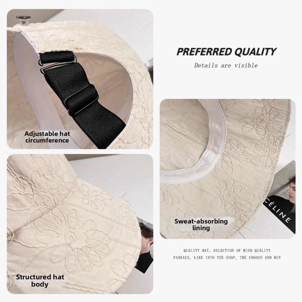 Fashion Retro Women's Bucket Hat Casual Versatile Flower Embroidery Sun Hat Sweet Spicy Korean Style British Hat For Lady Girl