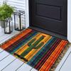 Rainbow Stripe Doormat Feature Cactus Carpet Welcome Mat Outdoor Carpet Soft Living Room Carpet Rug For Bedroom Home Deco