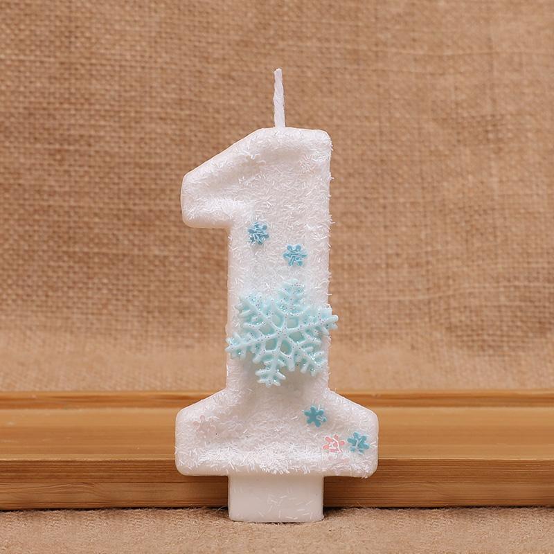 Glitter Snowflake Number Candles Kids Girls Frozen Birthday Party Cake Topper Decoration Supplies 0-9 Digital Baby Shower Gift