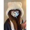 Plush Hat for Women In Winter with Bear Ears Cute Thickened Knitted Hat  Warm Ear Protection  Big Head Circumference  Bag Bag Hat