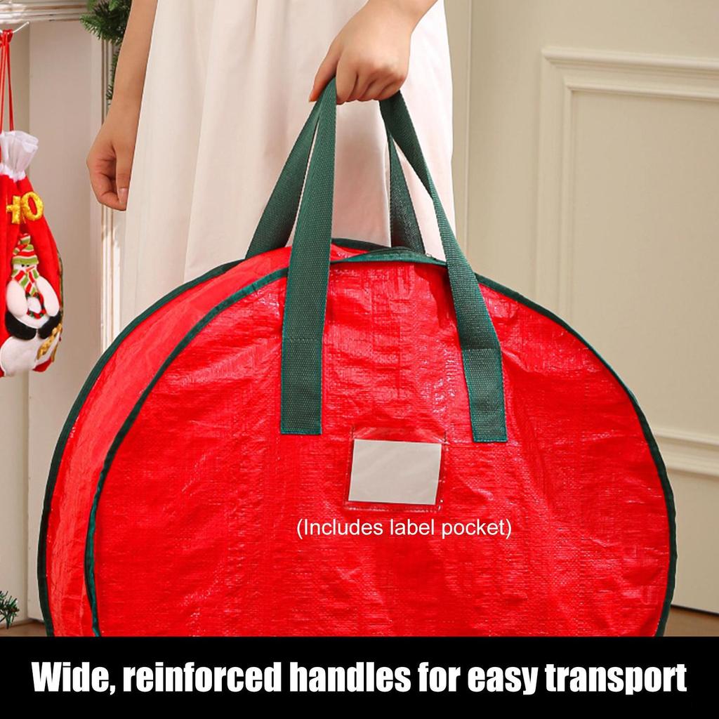 wreath storage bags Waterproof Christmas Wreath Storage Bag Christmas Tree Decoration Large Capacity Round Handbag Storage