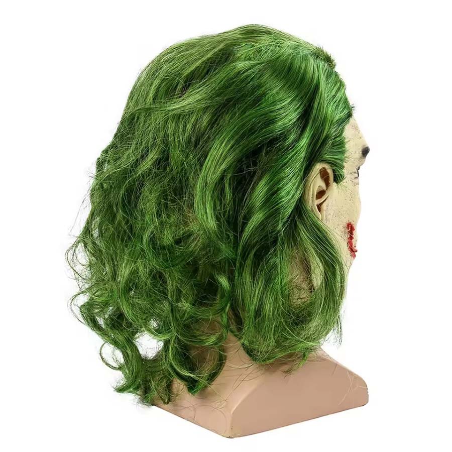 Halloween Latex Clown Mask Bat Knight Cosplay Scary Joker Masks with Green Hair Wig Party Roleplay Cosplay Costume Props