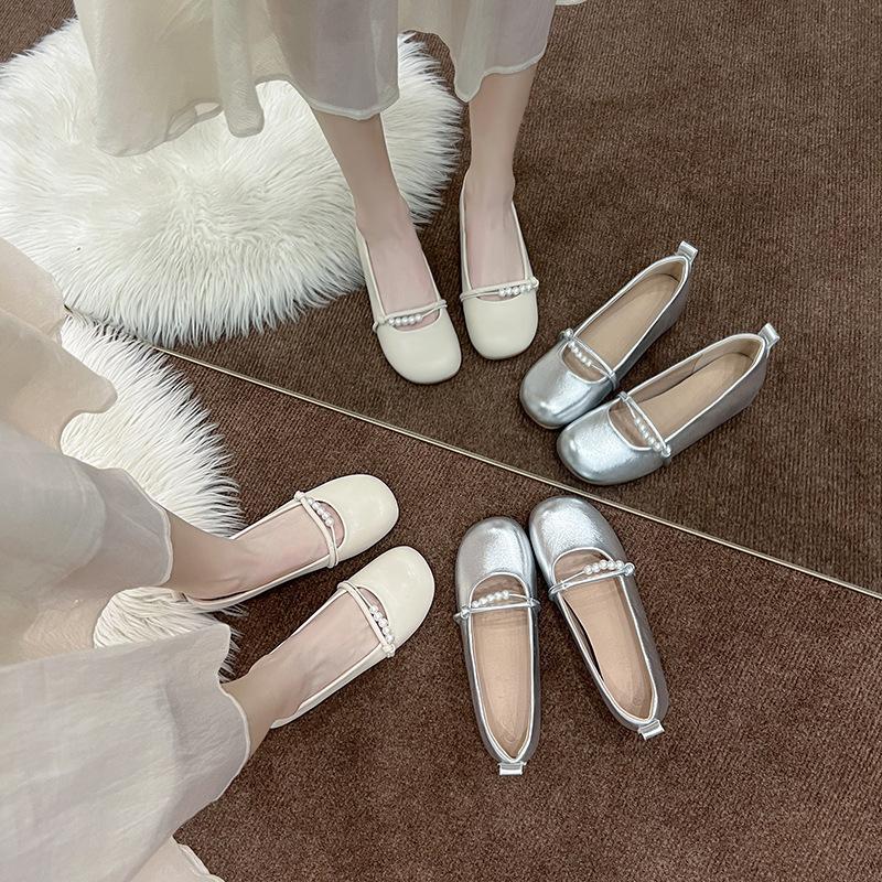 Small Inner Height Increase Pearl Mary Jane Single Shoes Women's New 3233 Small Size Women's Shoes