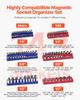 Magnetic Socket Organizer Set 6PCS Socket Trays Blue & Red for Metric SAE